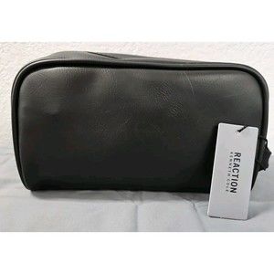 Kenneth Cole Reaction Men's Black Leather Toiletry Travel Bag
